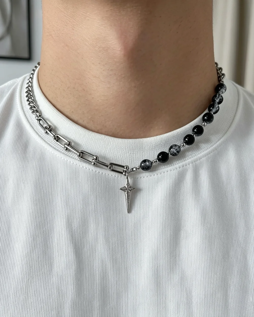 The Equinox Star Cross Titanium Steel Necklace