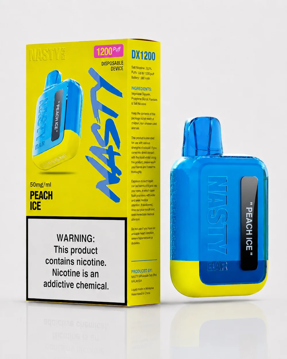 Nasty Bar Peach Ice 1200 Puffs Disposable Vape