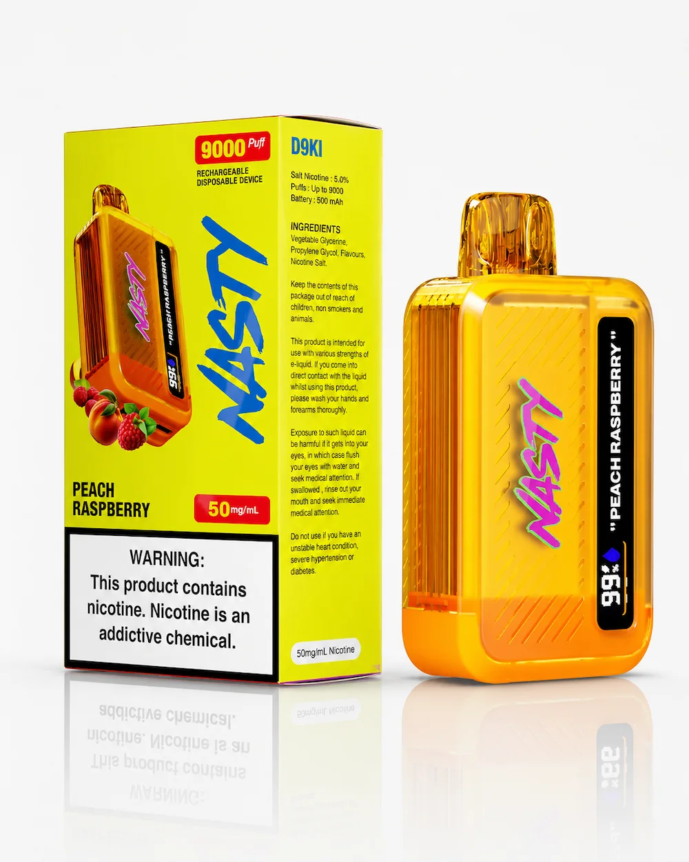 Nasty Bar Peach Raspberry 9000 Puffs Disposable Vape