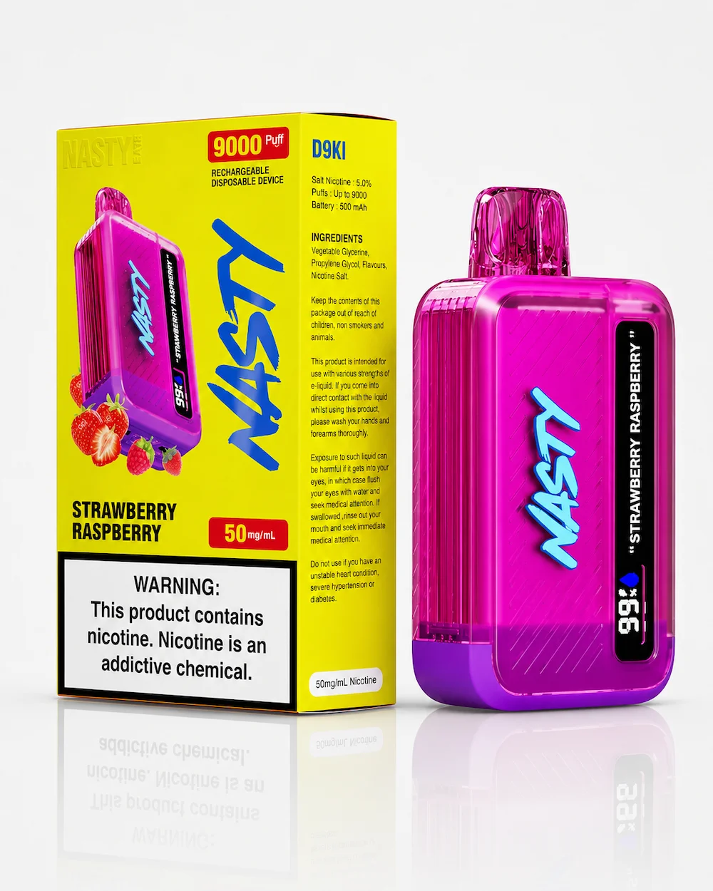 Nasty Bar Strawberry Raspberry 9000 Puffs Disposable Vape