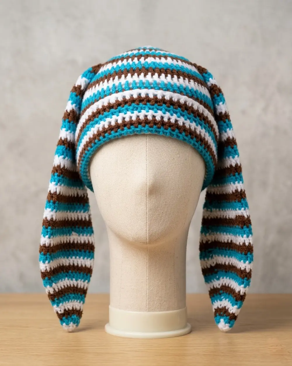 hopscotch striped bunny beanie